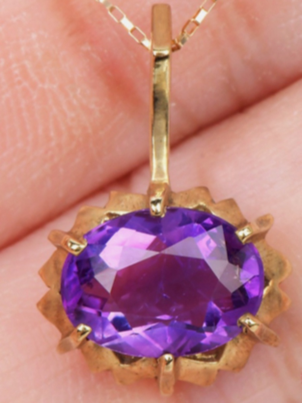 Estate Amethyst 14K Yellow Gold Pendant